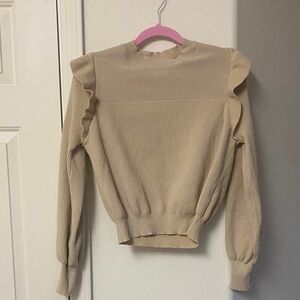 SHEIN Ruffled Beige Sweater